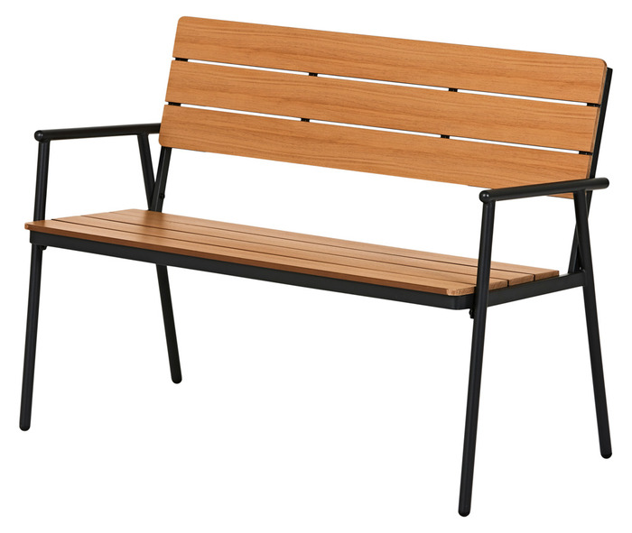 Hagebenk London teak/svart 116 x 58 x 85 cm - Sunlife